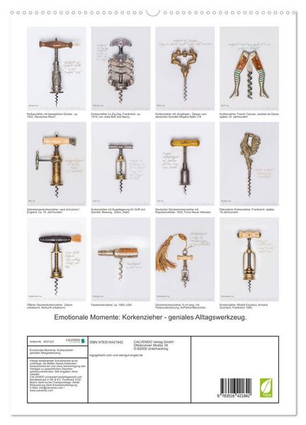 Produktbild: Emotionale Momente: Korkenzieher - geniales Alltagswerkzeug. (hochwertiger Premium Wandkalender 2026 DIN A2 hoch), Kunstdruck in Hochglanz