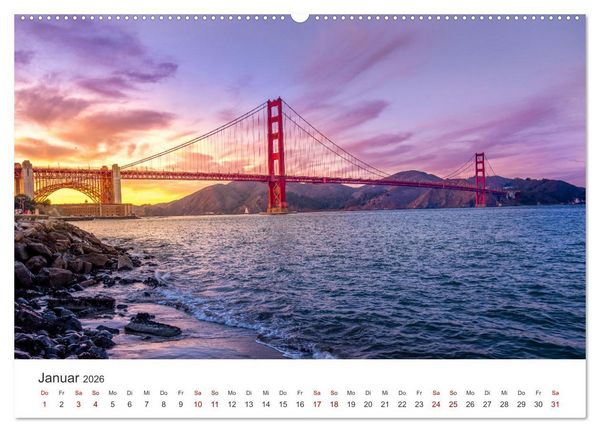 Produktbild: San Francisco - Die Heimat der Golden Gate Bridge. (hochwertiger Premium Wandkalender 2026 DIN A2 quer), Kunstdruck in Hochglanz
