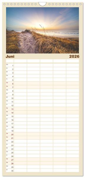 Produktbild: Familienplaner 2026 - Jutland - D&auml;nemarks Nordseek&uuml;ste mit 5 Spalten (Wandkalender, 21 x 45 cm) CALVENDO