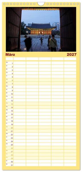 Produktbild: Familienplaner 2027 - Seoul mit 5 Spalten (Wandkalender, 21 x 45 cm) CALVENDO