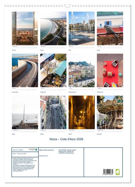 Produktbild: Nizza &ndash; Cote d'Azur 2026 (Wandkalender 2026 DIN A2 hoch), CALVENDO Monatskalender