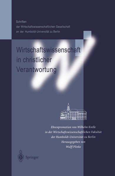 Produktbild: Wirtschaftswissenschaft in christlicher Verantwortung