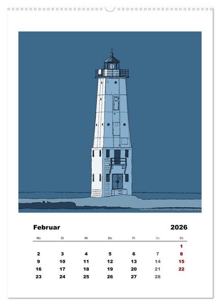Produktbild: Leuchtt&uuml;rme der Welt - illustriert (Wandkalender 2026 DIN A2 hoch), CALVENDO Monatskalender