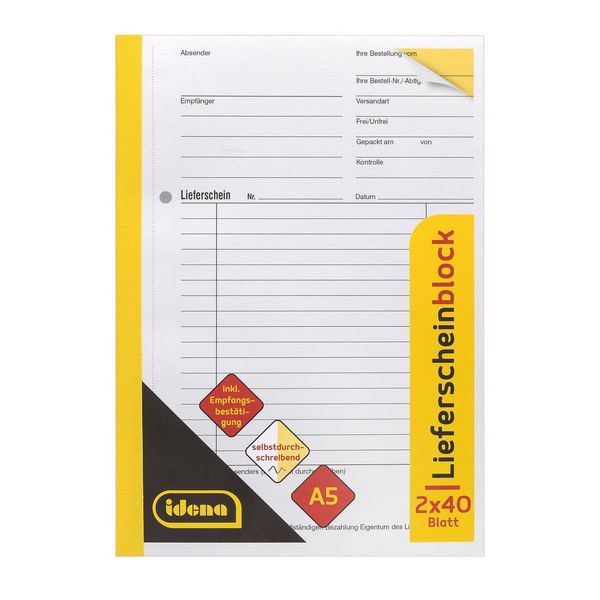 Produktbild: Idena Lieferschein DIN A5 2x40 Blatt