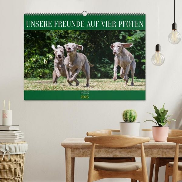 Produktbild: Unsere Freunde auf vier Pfoten - Hunde (Wandkalender 2026 DIN A2 quer), CALVENDO Monatskalender