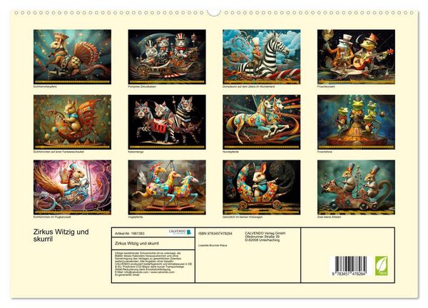 Produktbild: Zirkus Witzig und skurril (hochwertiger Premium Wandkalender 2026 DIN A2 quer), Kunstdruck in Hochglanz