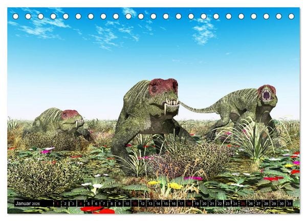 Produktbild: Dinosaurier. Urzeitliche Giganten (Tischkalender 2026 DIN A5 quer), CALVENDO Monatskalender