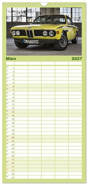 Produktbild: Familienplaner 2027 - Automobile Tr&auml;ume der 70er mit 5 Spalten (Wandkalender, 21 x 45 cm) CALVENDO