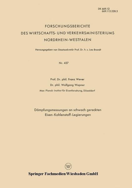 Produktbild: D&auml;mpfungsmessungen an schwach gereckten Eisen-Kohlenstoff-Legierungen