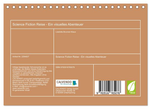 Produktbild: Science Fiction Reise - Ein visuelles Abenteuer (Tischkalender 2027 DIN A5 quer), CALVENDO Monatskalender