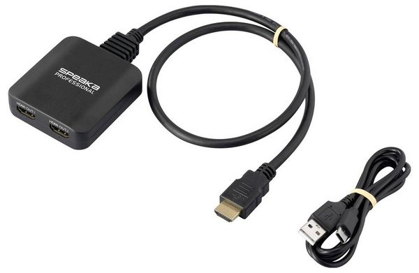 Produktbild: SpeaKa Professional SP-HDMIS-300 2 Port HDMI-Splitter Ultra HD-f&auml;hig 7680 x 4320 Pixel Schwarz