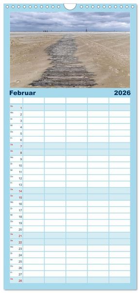 Produktbild: Familienplaner 2026 - Inselbilder Amrum mit 5 Spalten (Wandkalender, 21 x 45 cm) CALVENDO