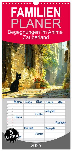 Produktbild: Familienplaner 2026 - Begegnungen im Anime Zauberland mit 5 Spalten (Wandkalender, 21 x 45 cm) CALVENDO