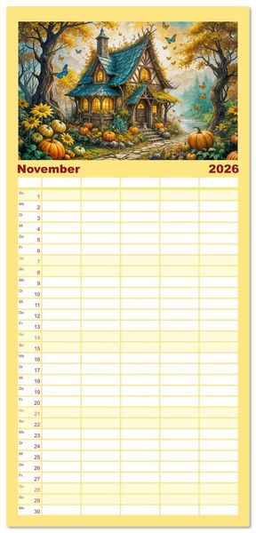 Produktbild: Familienplaner 2026 - Zauberhafte Feenh&auml;user - Wunderwelt der magischen Orte voller Fantasie mit 5 Spalten (Wandkalender, 21 x 45 cm) CALVENDO
