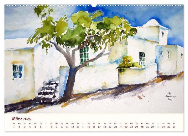 Produktbild: Lanzarote und Teneriffa - Aquarelle (Wandkalender 2026 DIN A2 quer), CALVENDO Monatskalender