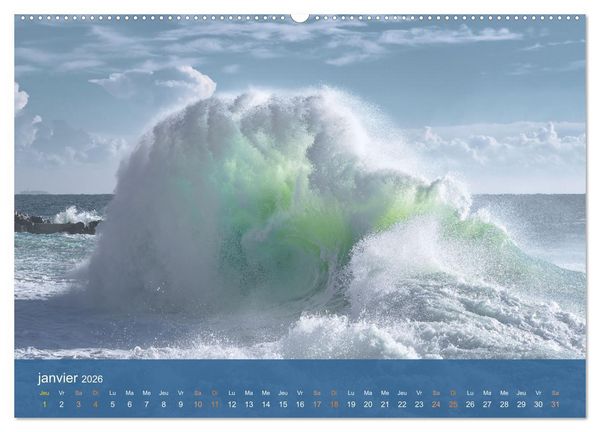 Produktbild: Temp&ecirc;tes c&ocirc;ti&egrave;res - La puissance brute des vagues (Calendrier mural 2026 DIN A2 vertical), CALVENDO calendrier mensuel