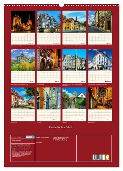 Produktbild: Zauberhaftes Erfurt (Wandkalender 2027 DIN A2 hoch), CALVENDO Monatskalender