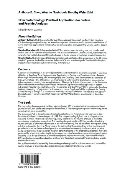 Produktbild: CE in Biotechnology: Practical Applications for Protein and Peptide Analyses