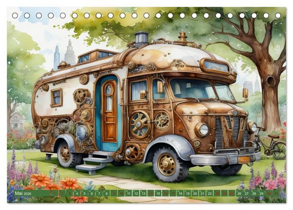 Produktbild: Steampunk Wohnmobile (Tischkalender 2026 DIN A5 quer), CALVENDO Monatskalender