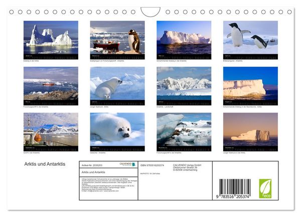 Produktbild: Arktis und Antarktis (Wandkalender 2026 DIN A4 quer), CALVENDO Monatskalender