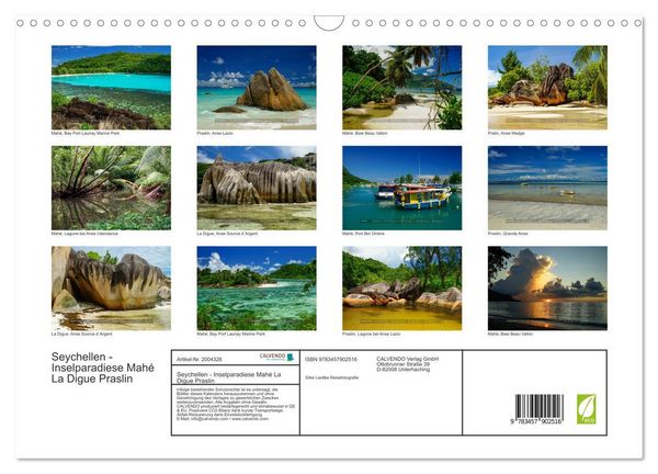 Produktbild: Seychellen - Inselparadiese Mah&eacute; La Digue Praslin (Wandkalender 2026 DIN A3 quer), CALVENDO Monatskalender
