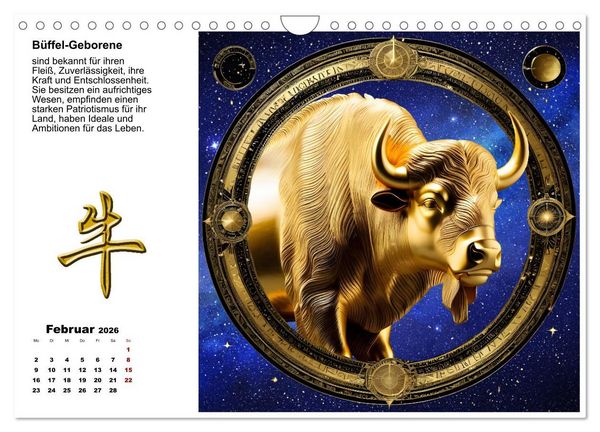 Produktbild: Chinesische Sternzeichen (Wandkalender 2026 DIN A4 quer), CALVENDO Monatskalender