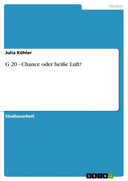 Produktbild: G 20 - Chance oder hei&szlig;e Luft?
