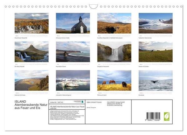 Produktbild: ISLAND Atemberaubende Natur aus Feuer und Eis (Wandkalender 2026 DIN A3 quer), CALVENDO Monatskalender
