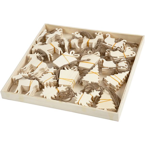 Produktbild: Creativ Company Weihnachtsaufh&auml;nger, Gr&ouml;&szlig;e 7-9 cm, Dicke 4 mm, aus Holz, natur, 90 Stk