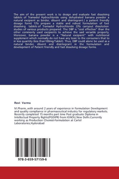 Produktbild: Design of Tramadol HCl Fast Dissolving Tablets using DBP