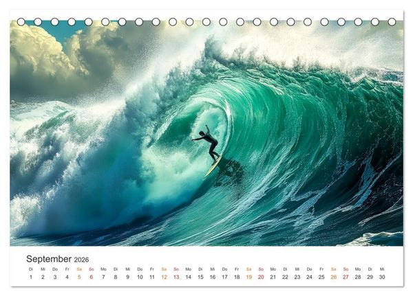 Produktbild: Surfen - Ride the Wave (Tischkalender 2026 DIN A5 quer), CALVENDO Monatskalender