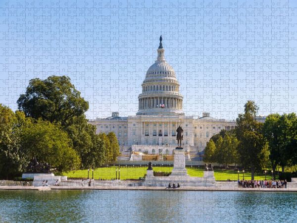 Produktbild: CALVENDO Puzzle Reflecting Pool, Grant Memorial und US-Kapitol - Washington, D.C. | 1000 Teile Lege-Gr&ouml;&szlig;e 64x48cm Foto-Puzzle f&uuml;r gl&uuml;ckliche Stunden