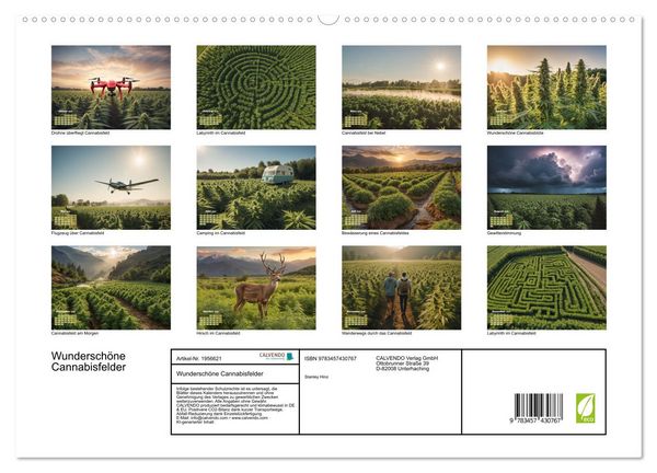 Produktbild: Wundersch&ouml;ne Cannabisfelder (hochwertiger Premium Wandkalender 2026 DIN A2 quer), Kunstdruck in Hochglanz