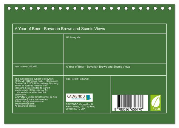 Produktbild: A Year of Beer - Bavarian Brews and Scenic Views (Desk Calendar 2026 DIN A5 landscape), CALVENDO 12 Month DeskCalendar