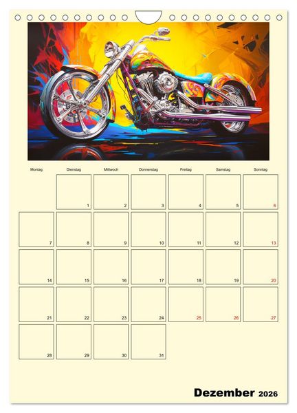 Produktbild: Custom Motorcycle Paintings (Wandkalender 2026 DIN A4 hoch), CALVENDO Monatskalender