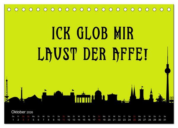 Produktbild: Berliner Mundart (Tischkalender 2026 DIN A5 quer), CALVENDO Monatskalender