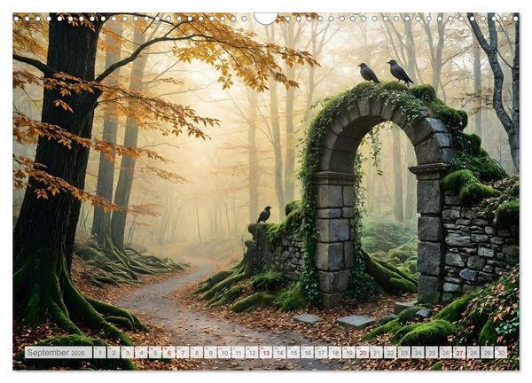 Produktbild: Fl&uuml;stern der Verg&auml;nglichkeit - Gothic Dark Nature Landschaften (Wandkalender 2026 DIN A3 quer), CALVENDO Monatskalender