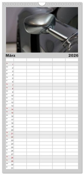 Produktbild: Familienplaner 2026 - Heiligs Blechle - Porsche-Ikonen im Detail mit 5 Spalten (Wandkalender, 21 x 45 cm) CALVENDO