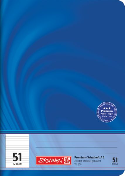 Produktbild: Brunnen Schulheft Premium Vivendi | A6, Lineatur 51, 32 Blatt, blau
