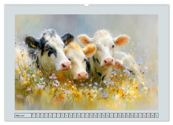 Produktbild: K&uuml;he und K&auml;lber. L&auml;ndliche Idylle (Wandkalender 2027 DIN A2 quer), CALVENDO Monatskalender