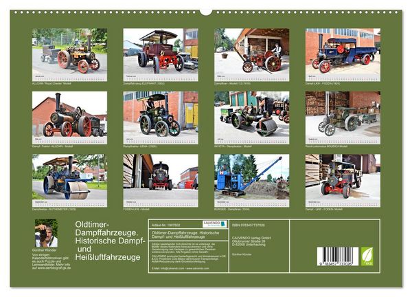 Produktbild: Oldtimer-Dampffahrzeuge. Historische Dampf- und Hei&szlig;luftfahrzeuge (hochwertiger Premium Wandkalender 2026 DIN A2 quer), Kunstdruck in Hochglanz