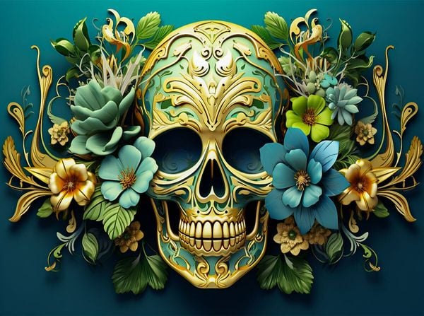 Produktbild: CALVENDO Puzzle Ein Motiv aus dem Kalender Skull Flower - Totenkopf ART | 2000 Teile Lege-Gr&ouml;&szlig;e 90x67cm Foto-Puzzle f&uuml;r gl&uuml;ckliche Stunden