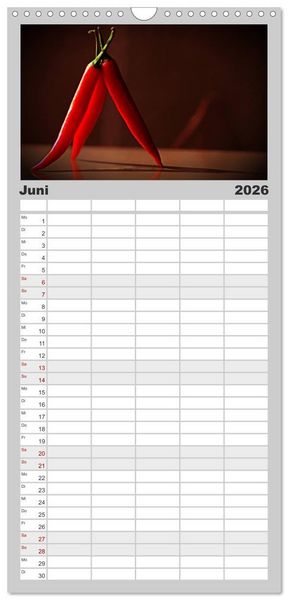 Produktbild: Familienplaner 2026 - Hot Chili K&uuml;chen Kalender mit 5 Spalten (Wandkalender, 21 x 45 cm) CALVENDO