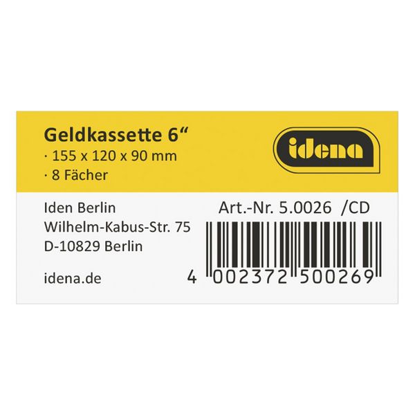 Produktbild: Idena Geldkassette Gr&ouml;&szlig;e 6 aus Metall 8 F&auml;cher rot 15,5x12x9cm
