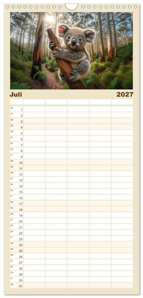 Produktbild: Familienplaner 2027 - Baby-Tiere mit 5 Spalten (Wandkalender, 21 x 45 cm) CALVENDO
