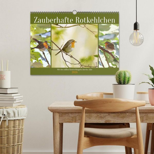 Produktbild: Zauberhafte Rotkehlchen (Wandkalender 2026 DIN A3 quer), CALVENDO Monatskalender