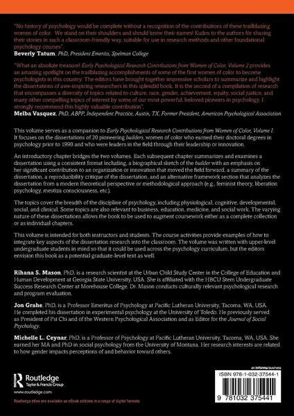Produktbild: Early Psychological Research Contributions from Women of Color, Volume 2
