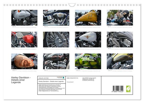 Produktbild: Harley Davidson - Details einer Legende (Wandkalender 2026 DIN A3 quer), CALVENDO Monatskalender