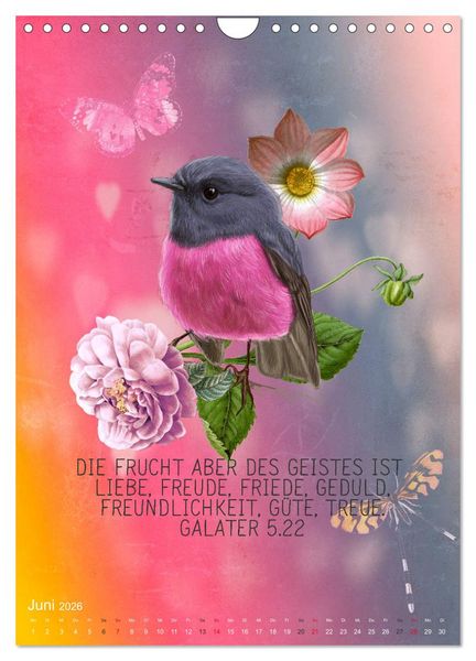 Produktbild: Bibelworte f&uuml;r Vogelfreunde (Wandkalender 2026 DIN A4 hoch), CALVENDO Monatskalender