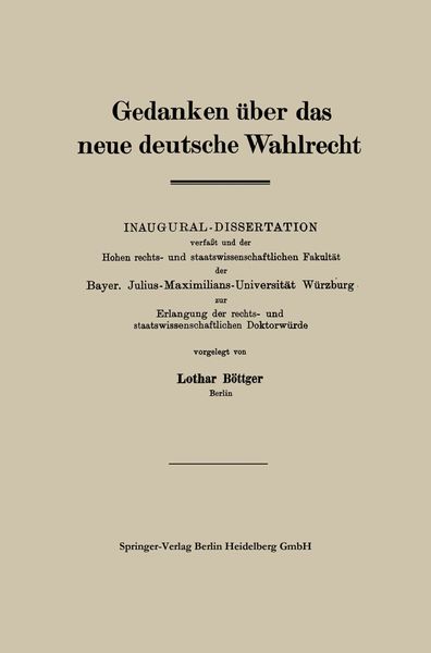 Produktbild: Gedanken &uuml;ber das neue deutsche Wahlrecht